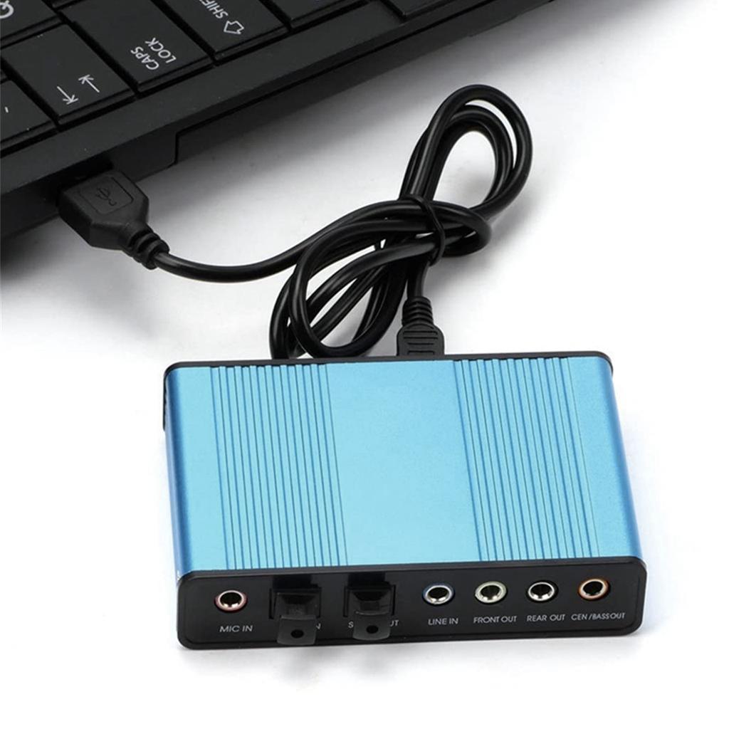 USB Sound Card 6 Channel 48kHz Sampling Rate Analog Play Recording External Sound Card for PC Laptop Computer