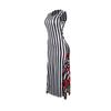 European & American Women's Sleeveless Striped Ruffle Print Dress