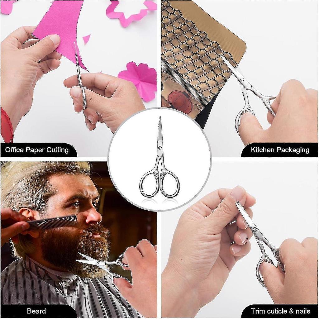 Professional Grooming Scissors, Small Scissors for Hair, Nose, Eyebrow Trimming, Facial, Mustache, Eyelashes, Precision Stainless Steel Scissors - PJ