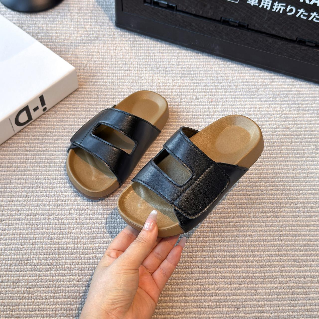 Korean-style children s shoes for girls, new summer vintage Roman princess slide sandals, children s sandals for outdoor wear 26 чёрный