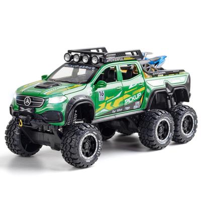 1:Modelo de Metal Benz X-CLASS EXY 6X6 de rueda grande a escala 28, con sonido ligero, camioneta de monstruos, coche fundido a presión, juguete de aleación extraíble