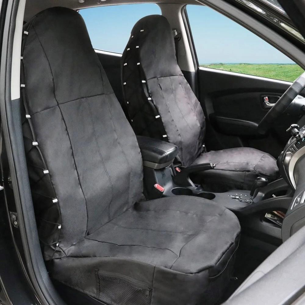 Oxford Cloth Car Front Seat Cover Adjustable Size Waterproof Seat Protector Organizer Pocket Durable Seat Back Organizer