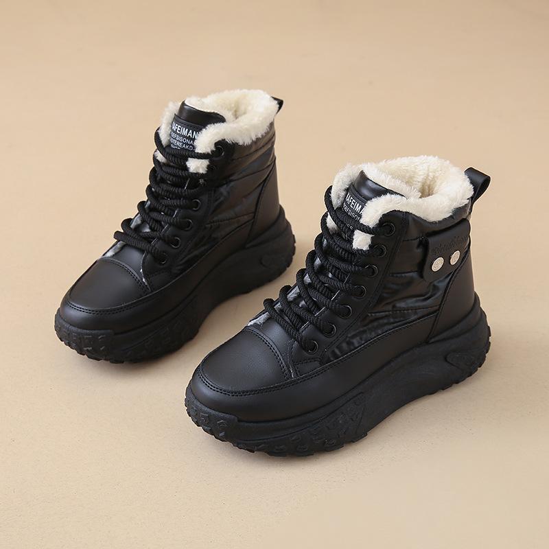 

Зимние высокие уличные бархатные папины кроссовки новые ins женские студенческие толстая подошва увеличивают рост повседневная теплота 40 чёрный