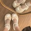 French Mary Jane small leather shoes women's 2025 spring new thick-soled heightening bow with skirt thick heel high heel single shoes