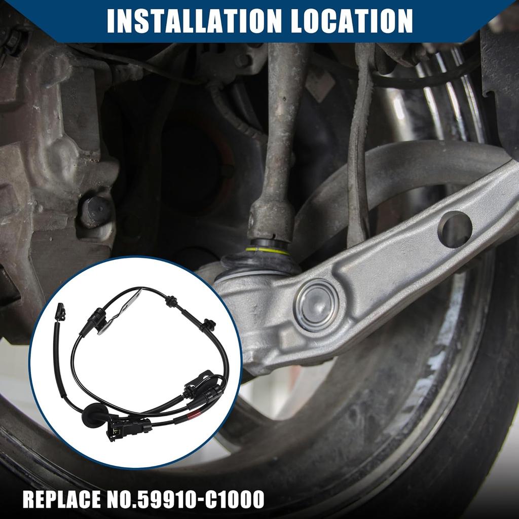 No.59910-C1000 / Wheel Anti-Lock Brakes Sensor Cable for Hyundai Sonata 2015-2019 / ABS Wheel Speed Sensor Aadpter/Durable/Rubber / 2 Pcs/Black