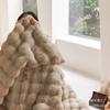 Tuscany Faux Rex Rabbit Double-Sided Bubble Fleece Throw Blanket