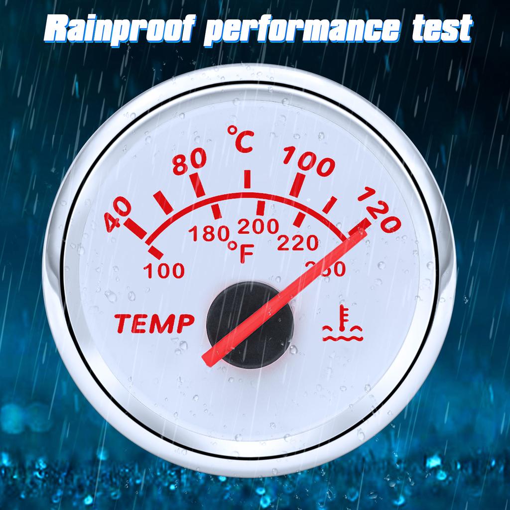 מד טמפרטורת מים ימי 52 מ"מ 40-120℃ עם חיישן טמפרטורה לרכב 10 מ"מ 1/8NPT תאורה אחורית אדומה לרכב סירה 12/24V מותאם אישית