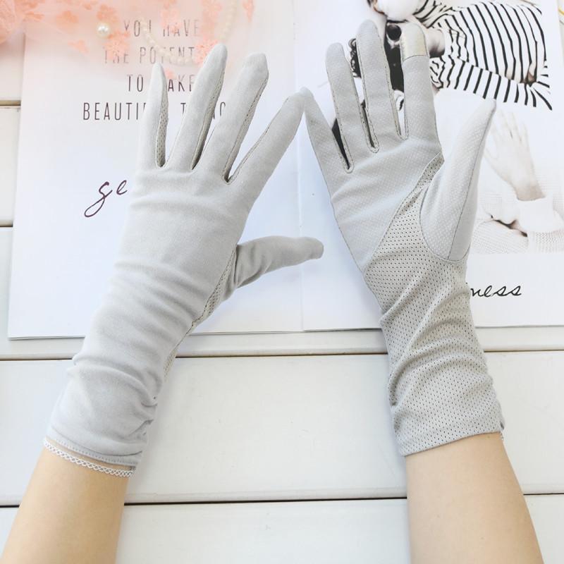 New Fashion Gloves Women Mid-long Summer Cotton Black Print Cycling Thin Touch Screen Bike Car Driving Gloves for Women
