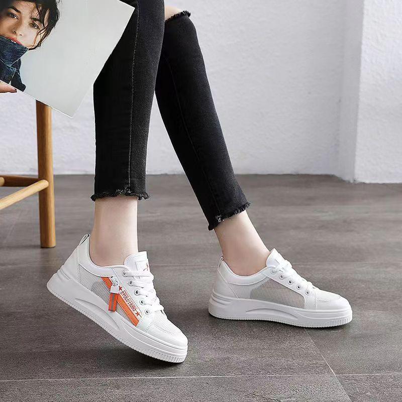 

Белые туфли для женщин, весенние новые дышащие сетчатые вставки, женские универсальные студенческие повседневные спортивные сетчатые туфли 40