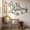 Metal Cactus Wall Art Desert Landscape with Roadrunner Southwest Home Decor