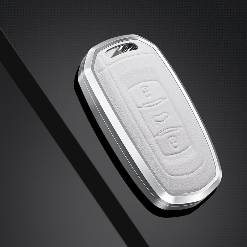 Genuine Leather Metal Key Case for Geely Emgrand S, Binrui, Borui, Vision X6, Boyue, and Haoyue Models