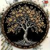 Metal Wall Art Tree of Life Monolith Decor Vintage Iron Sign Home Office Cafe Decor Black Background 20x20cm