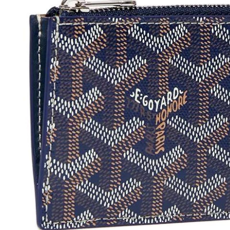 Goyard Bourbon Y Monogram Zip Wallet Unisex Wallet Navy-Blue BOURBOPMLTY-12CL12P