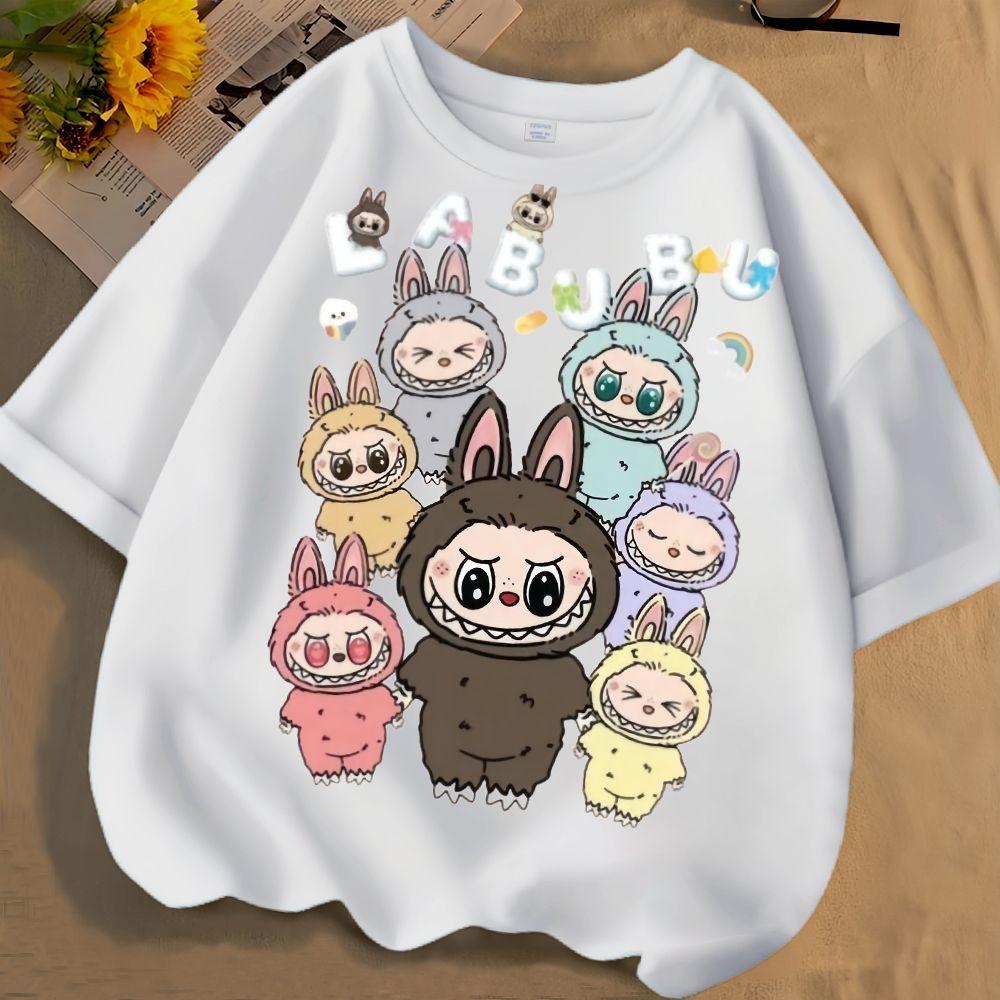 Cartoon Anime LABUBU 3D Print Kids T-Shirt Summer Short Sleeve Tee Girl Boy Shirt Casual Tops