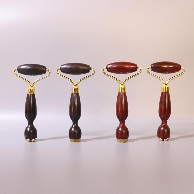 Purple Sandalwood Roller Massager Lotus Seedpod Beauty Professional Brass Facial Gua Sha Tool Eye Relaxation Spot Meridians