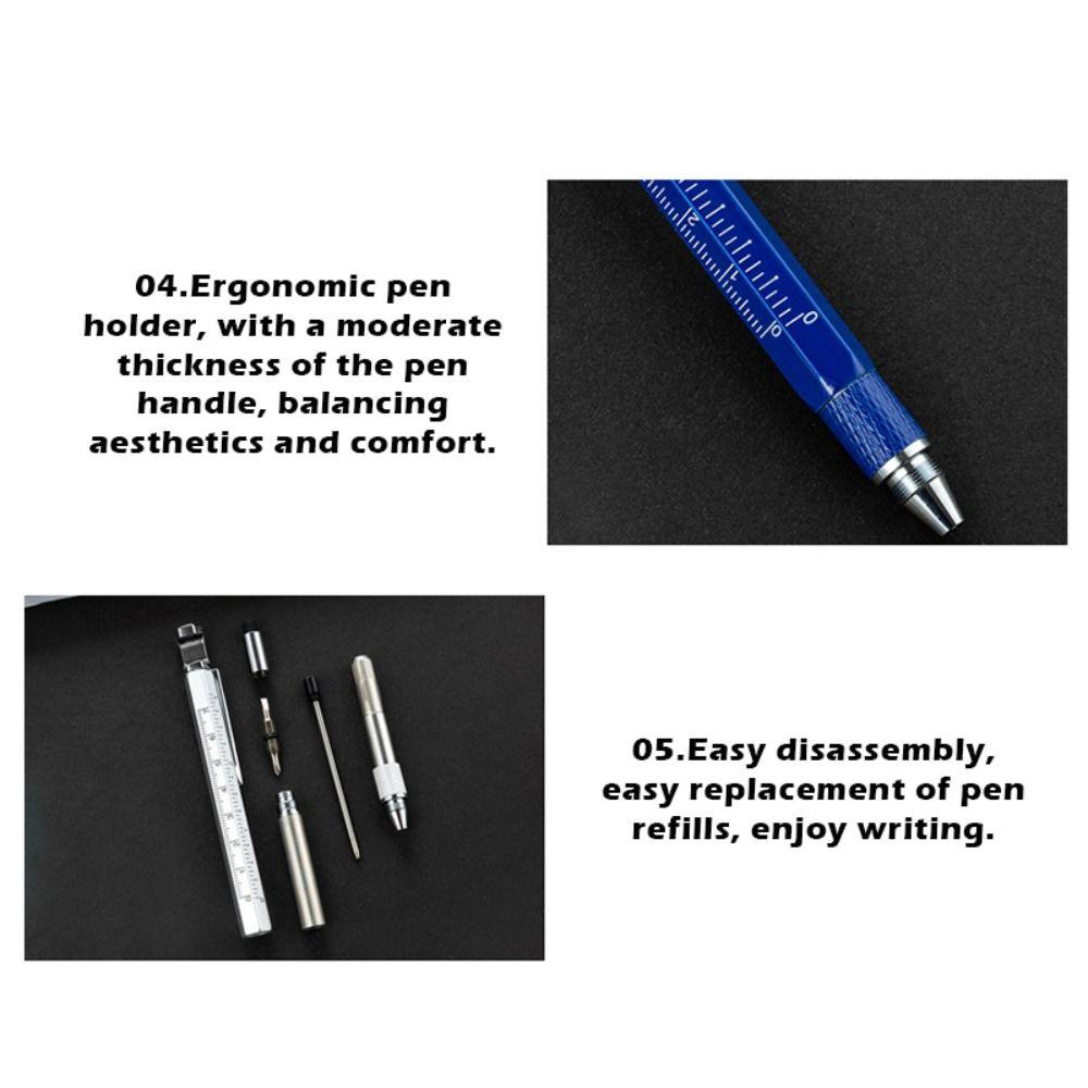 Portable Metal Multi Tool Pen 7-in-1 With Bottle Opener Screwdriver Ruler Outdoor Tool Pen Capacitive Pen Writing Supplies