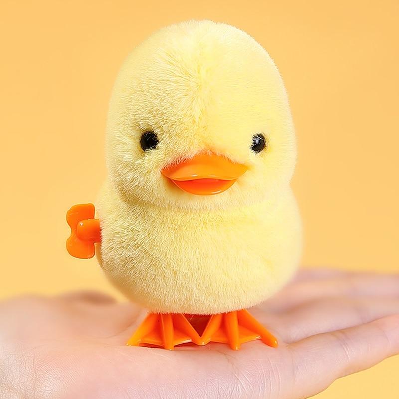 1 Pcs Yellow Jumping Chicken/duck Clockwork Toy Walking Simulation Limb Development Plush Toy Chick Duckling