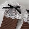 White Lace Socks Children Cotton Socks Korean Girl Bow Lolita Princess Long Socks Solid Color Kids Knit Stockings Spring Autumn