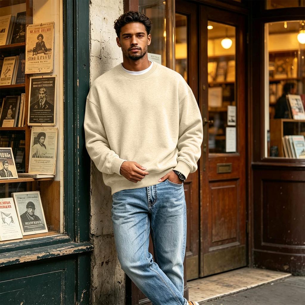 Herren Sweatshirt mit Rundhalsausschnitt und langen Ärmeln, lässiger Pullover für den Alltag