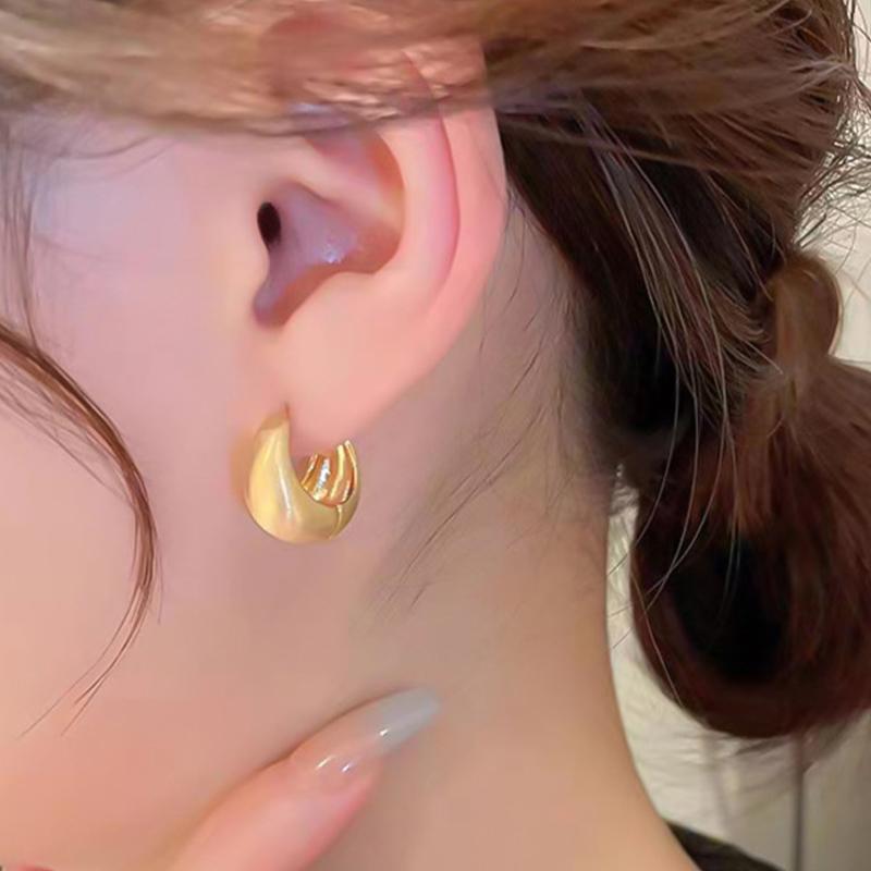 Plated U Shape Brushed Frosted Hoop Earrings For Women Thick Minimalist Korea Earring Fashion Jewelry