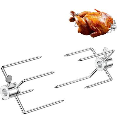 2 Piezas de Acero Inoxidable para Rostizador de Barbacoa, Tenedores Resistentes para Rostizador de Parrilla, Tenedores para Carne de Rostizador, Se Adaptan a Varillas Cuadradas de 3/8 Pulgada 5/16 Pulgada
