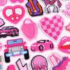 Pink Cartoon Embroidery Patch Iron On Patches For Clothing Flower Letters Patches On Clothes Sewing Fusible Patch Applique Decor