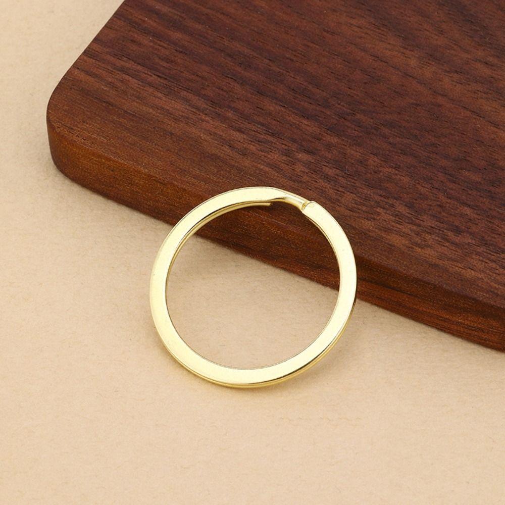 50pcs Polished Metal Keychain Rings Gold Keys Attachment Connecting Accessory Flat Key Rings  Car