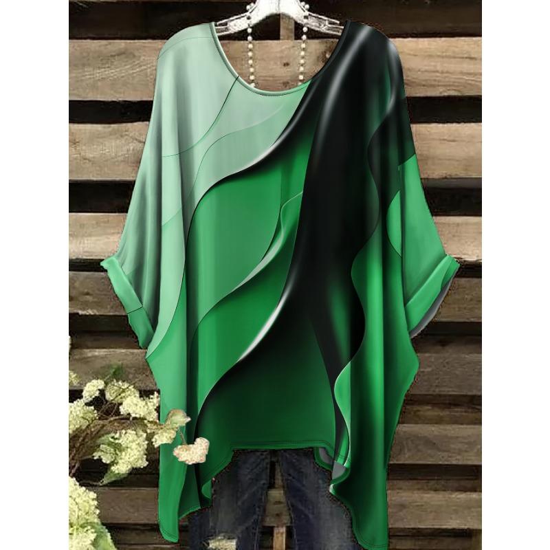 Summer Fashion New Product Large Round Neck Marble Pattern Print