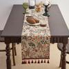 Yousheng Christmas Green Jacquard Table Runner with Tassel Decorative Festive Table Flag Dining Table Decoration for Home Restaurant Bar Kitchen