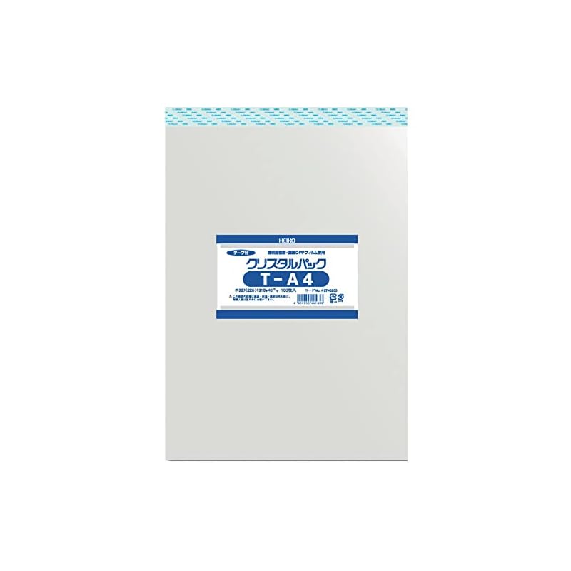 Shimojima Heiko Transparent OPP Bags, Crystal Pack, with Tape, A4, 100 pieces, T-A4 006743200