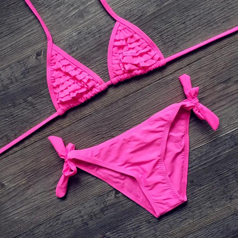 Costume da Bagno da Bambina 2 Pezzi Costumi per Nuoto Falbala Costumi da Bagno per Bambini Set Bikini da Ragazza Biquini Infantil Costume da Bagno