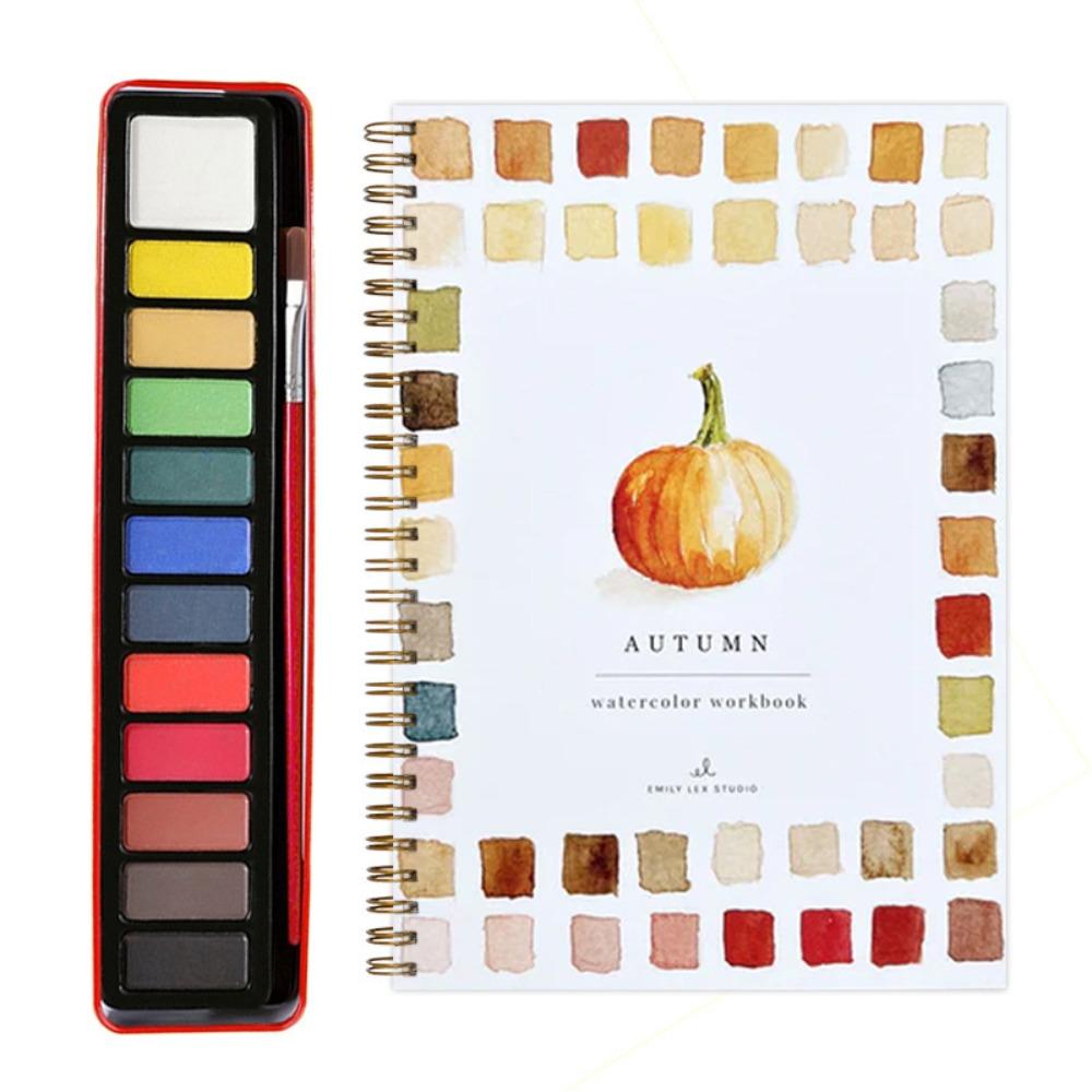 With Color Palette 12 Colors Watercolor Paint Set Watercolor Paint Book  for Kids Adults Teens