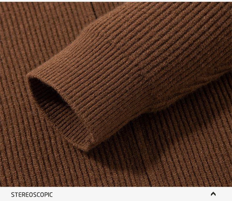 Men's Stand Collar Wool Cardigan Sweater - Casual Zipper Jacket for Autumn/Winter