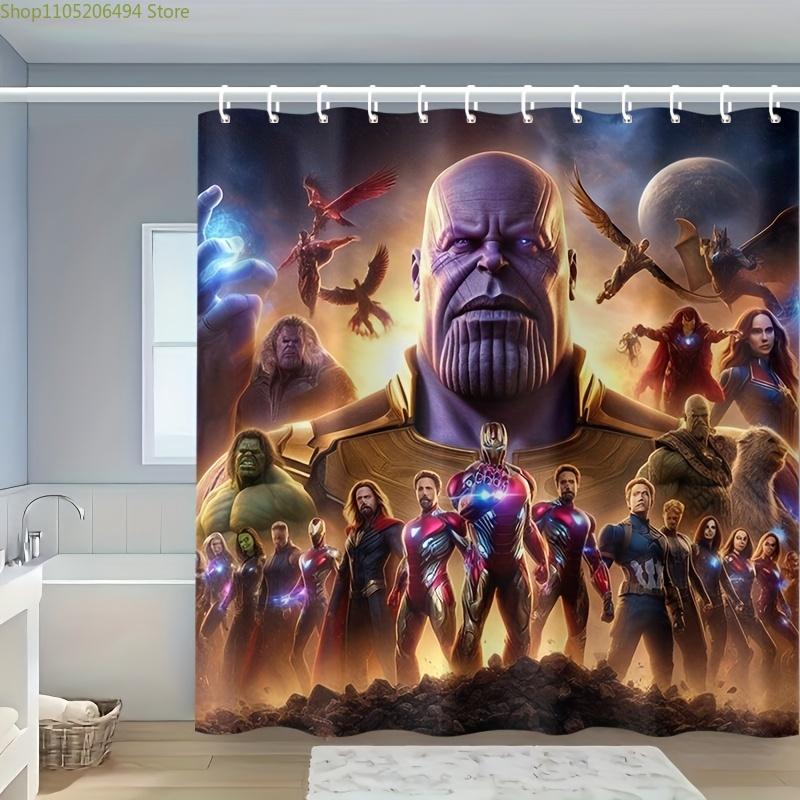 

MARVEL Avengers Shower Curtain, Polyester Bathroom Decor, Modern Design, Machine Washable, Hooks Included, Holiday Season Acce 90x180cm