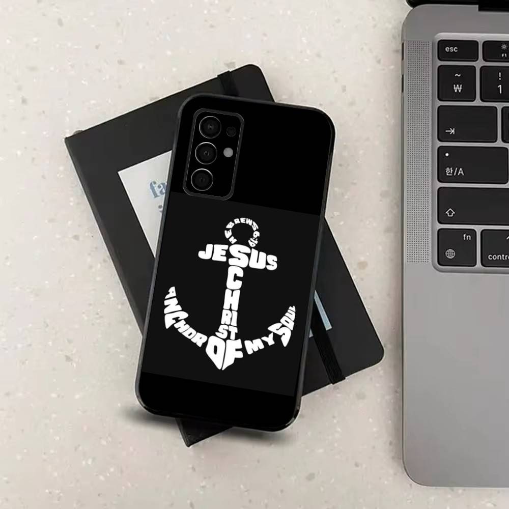 Christian Faith Jesus Case For Samsung Galaxy A73,52,71,53,32,72,41,J7,22,Note,31,8,9,Soft Black Silicone Cover