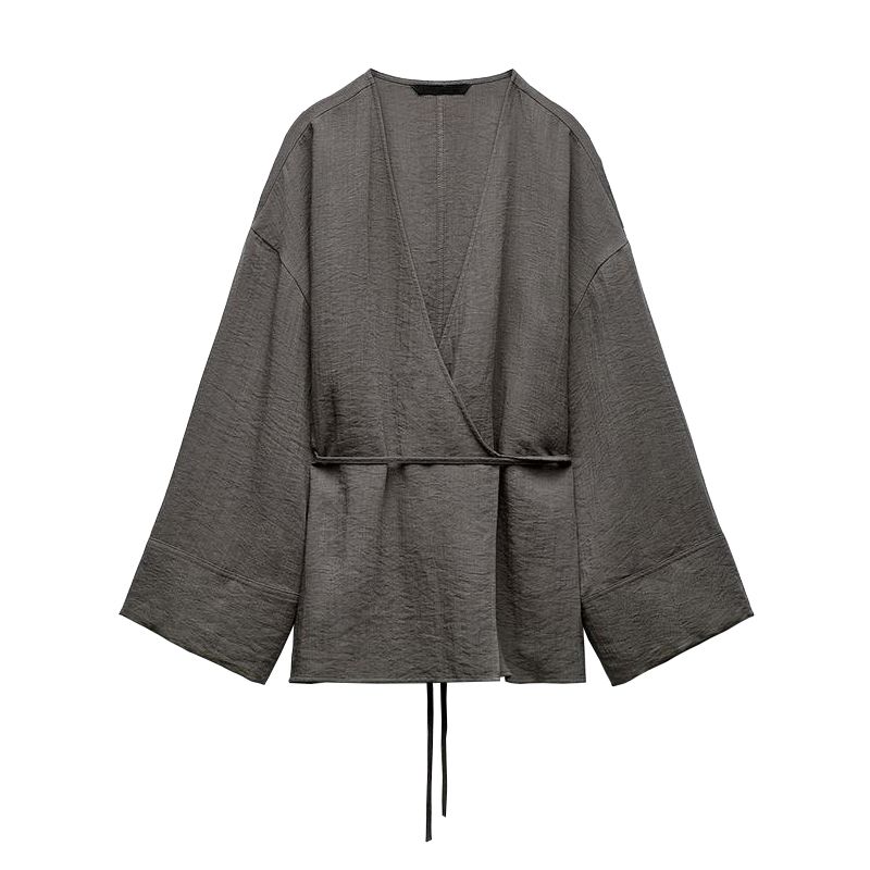 Spring New Trend Texture Double Breasted Kimono Outerwear 5427743 Pajamas Style Pants 5427431