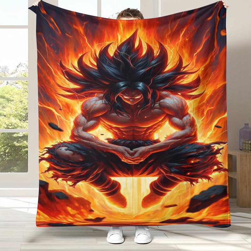 Anime D-Dragon Ball Game Cartoon Flannel Blanket,Ultra Soft Warm Plush Throw for Home Bedroom Bed Sofa Cover Office Camping