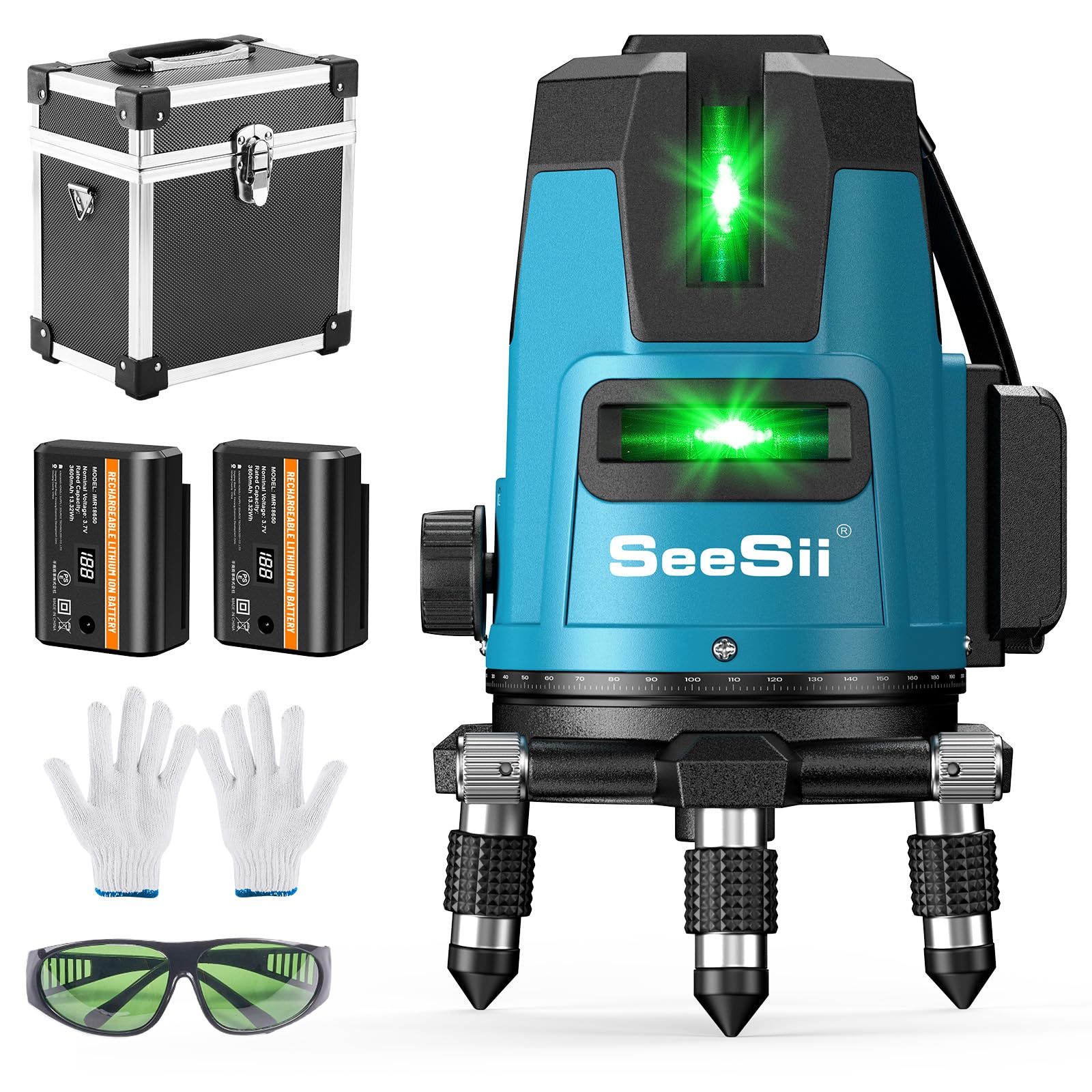 

SEESII Зеленый лазер Большой квадратный Мощный ЖК-дисплей Бесступенчатая яркость 2 Лазер большой емкости Алюминиевый Наружный Вращающийся лазер Автоматический Высокий Высокий Приемник