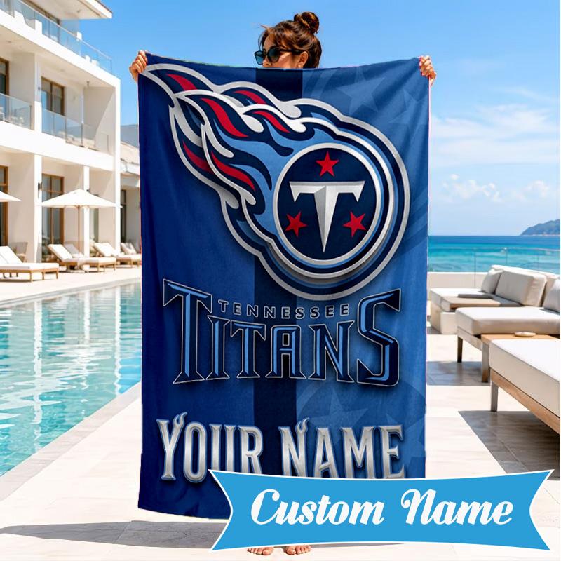 Custom Name Titans Crest Personalized Microfiber Beach Towel, Quick-Dry, Ideal for Summer Travel, Beach Essential, Swimming