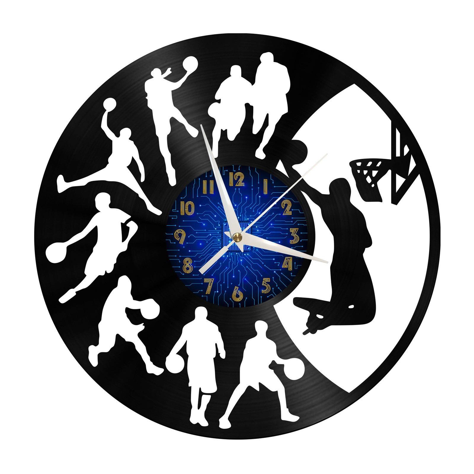 Basketball Sports Vinyl Record Wall Clock Creative Basketball Player Home Decoration Dunk Art Wall Watch Basketball Player Gift