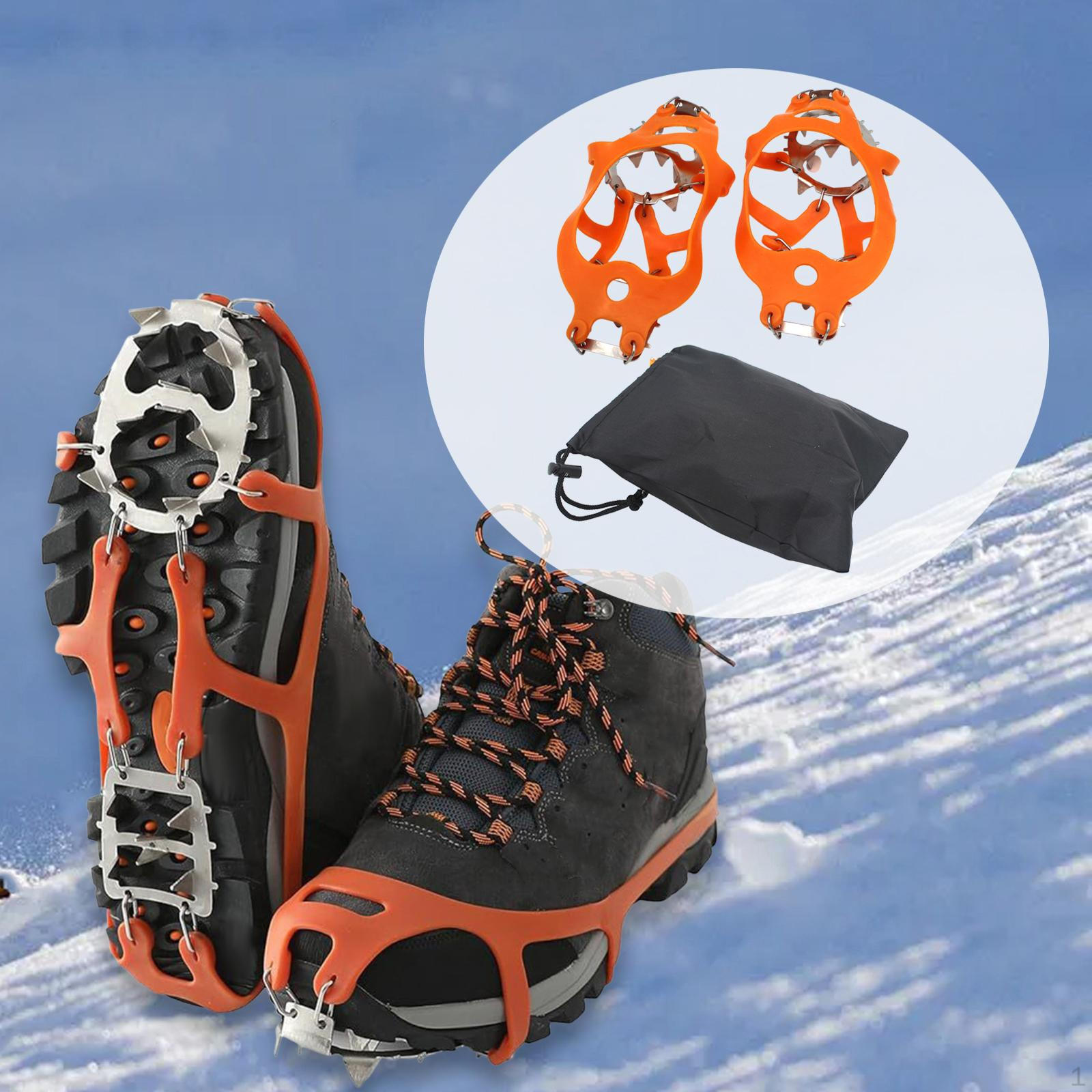 

18 Spikes Crampons for Shoes Men Women Reinforced Snow Traction Cleats Shoe Jogging Orange L