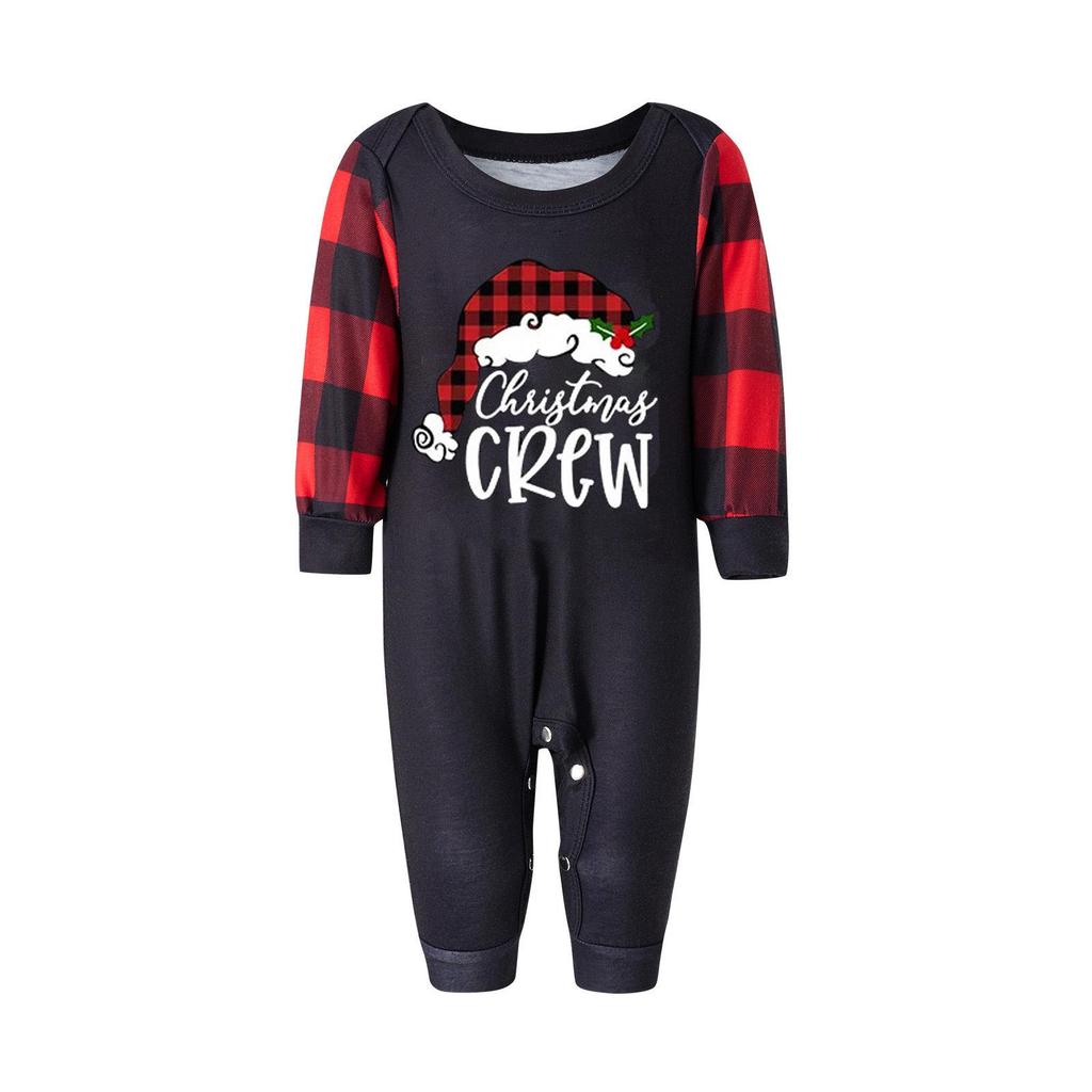 Kariertes Baumwoll-Familien-Weihnachtspyjama-Set: Partnerlook für Eltern und Kind für Drei oder Vier