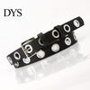 Durable Women Belt With Simple Design Thin Pants Metal Buckle Faux Leather Hollow Circle Waistband Adjustable Length Multi Holes Jeans
