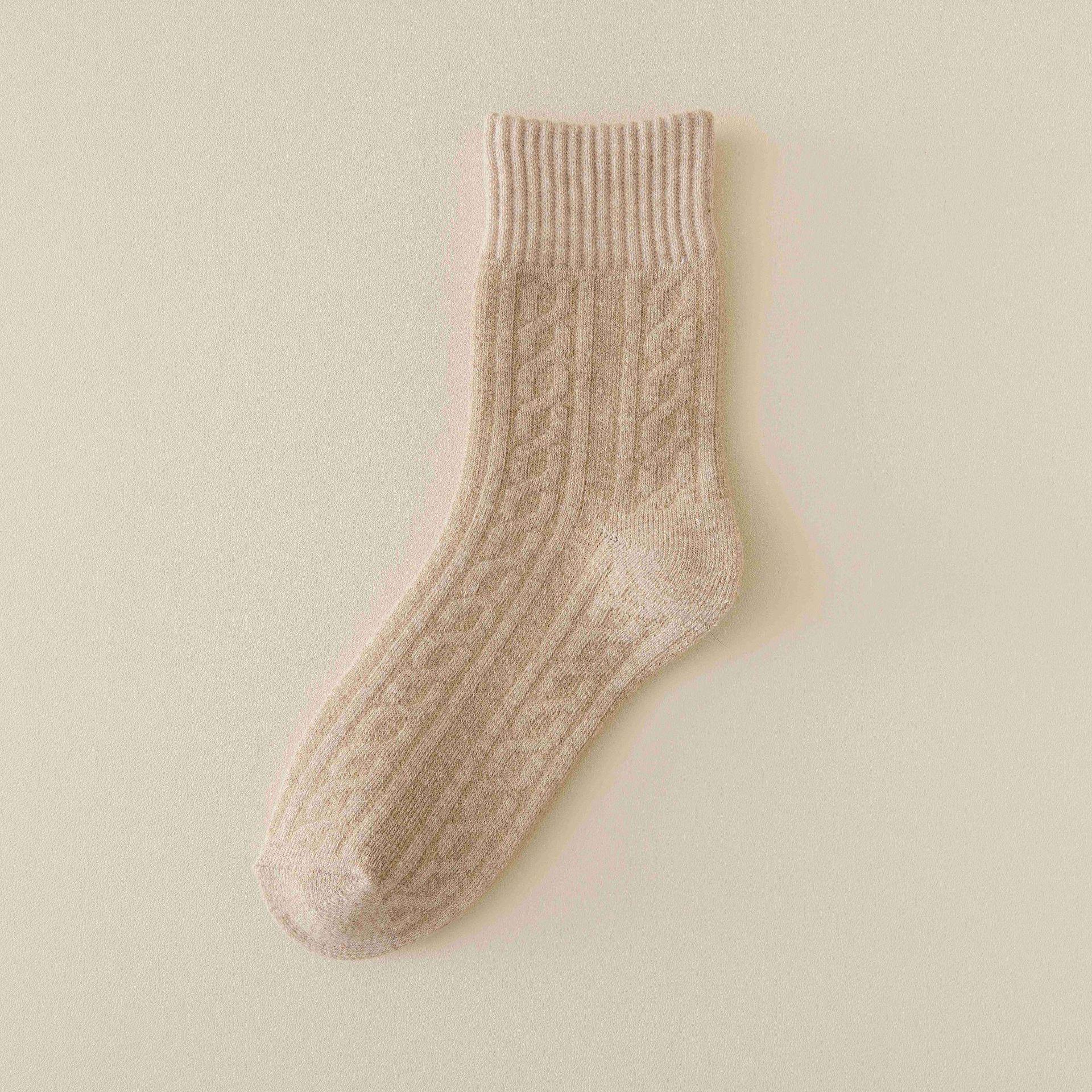 

Чжуцзи Женские Зимние Гольфы до середины икры Майяр - Теплые Японские Твист Толстые махровые 24047 Terry Twisted