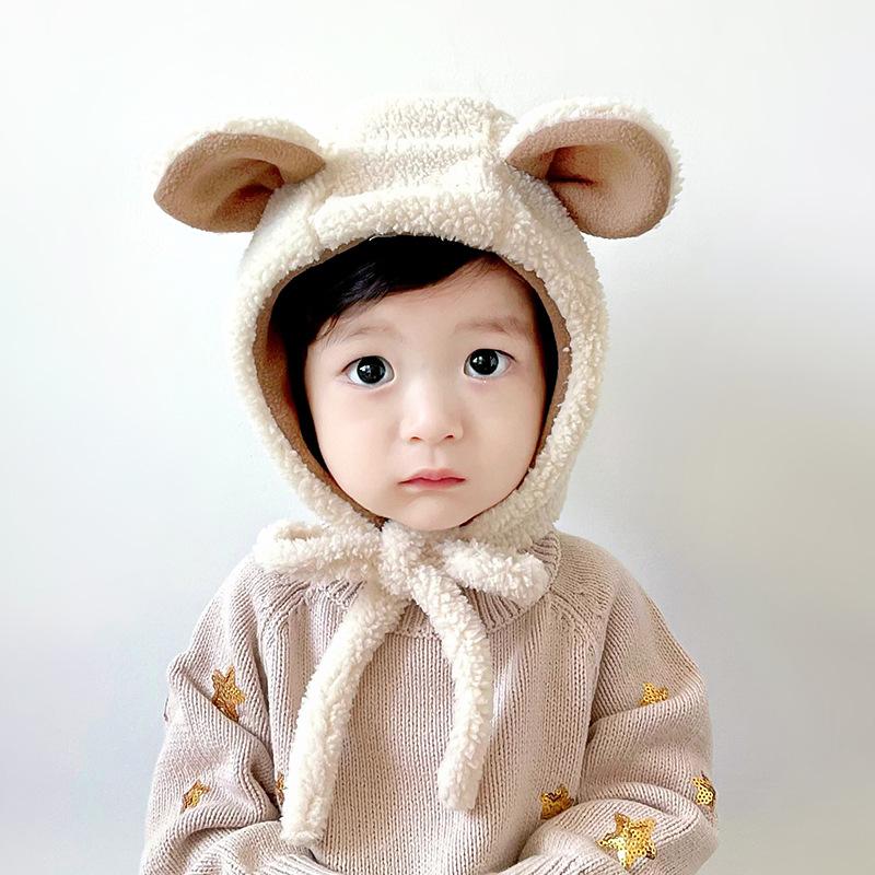 Babyhut Herbst und Winter Baby Kinder Plüsch Ohrenschützer Pulloverhut Jungen und Mädchen Verdickt Warm Niedlich Cartoonhut