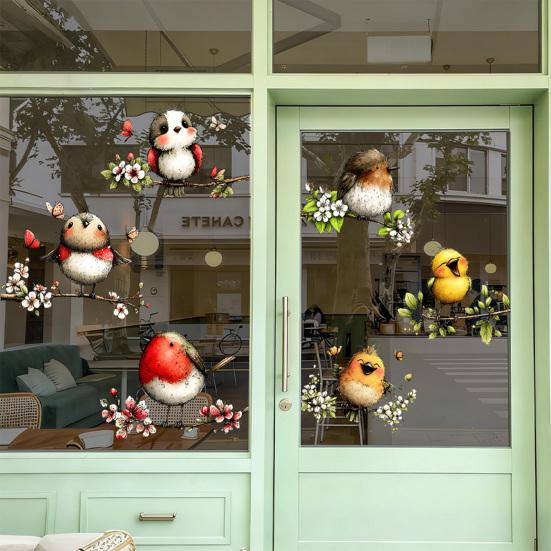 Adesivo Statico per Vetro Animali Cartoni Animati Rimovibile Impermeabile Decalcomania Decorativa per Finestra Casa Ufficio Soggiorno