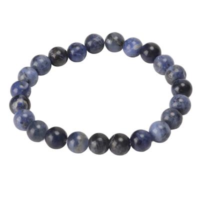 Beaded Bracelet Elegant Diameter 8mm Stretch Natural Crystal Bracelet for Unisex Meditation Decompression Gift Blue