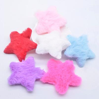 12Pcs 65mm Padded Plush Furry Star Applique for DIY Headwear Hair Clips Bow Accessory Handmade Clothes Hat Sewing Patches Decor
