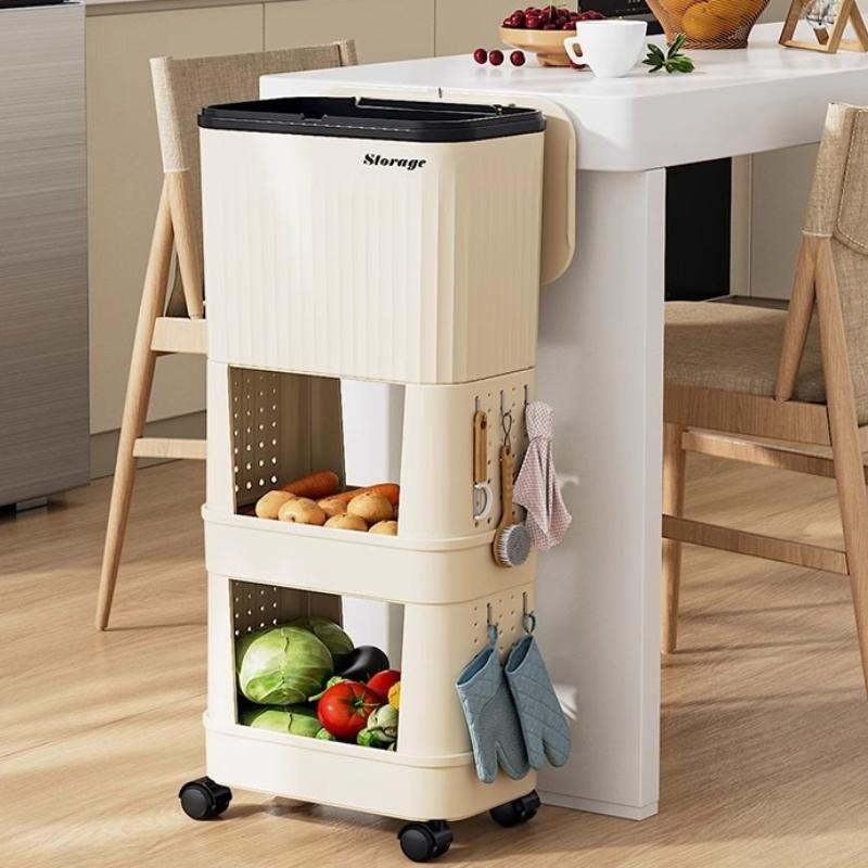 Kitchen Trash Cans Multi Functional Large Capacity Trash Bins Litter Bins Recycling Kitchen Food Waste Disposal with Wheels