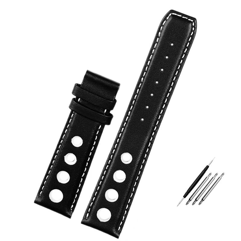 Echtes Lederarmband Für tissot 1853 Sport-Uhrband Racing PRS516 T91 1853 Oberste Schicht Rindsleder 20mm Chopin-Armband Zubehör 20mm black